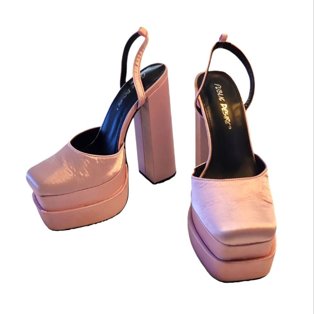 Public Design Prom Shoes 90's Aesthetic Neon Pink Chunky Heels platform bride